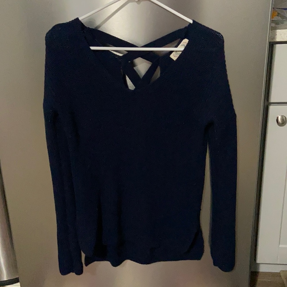 Navy Blue Cross Back Sweater